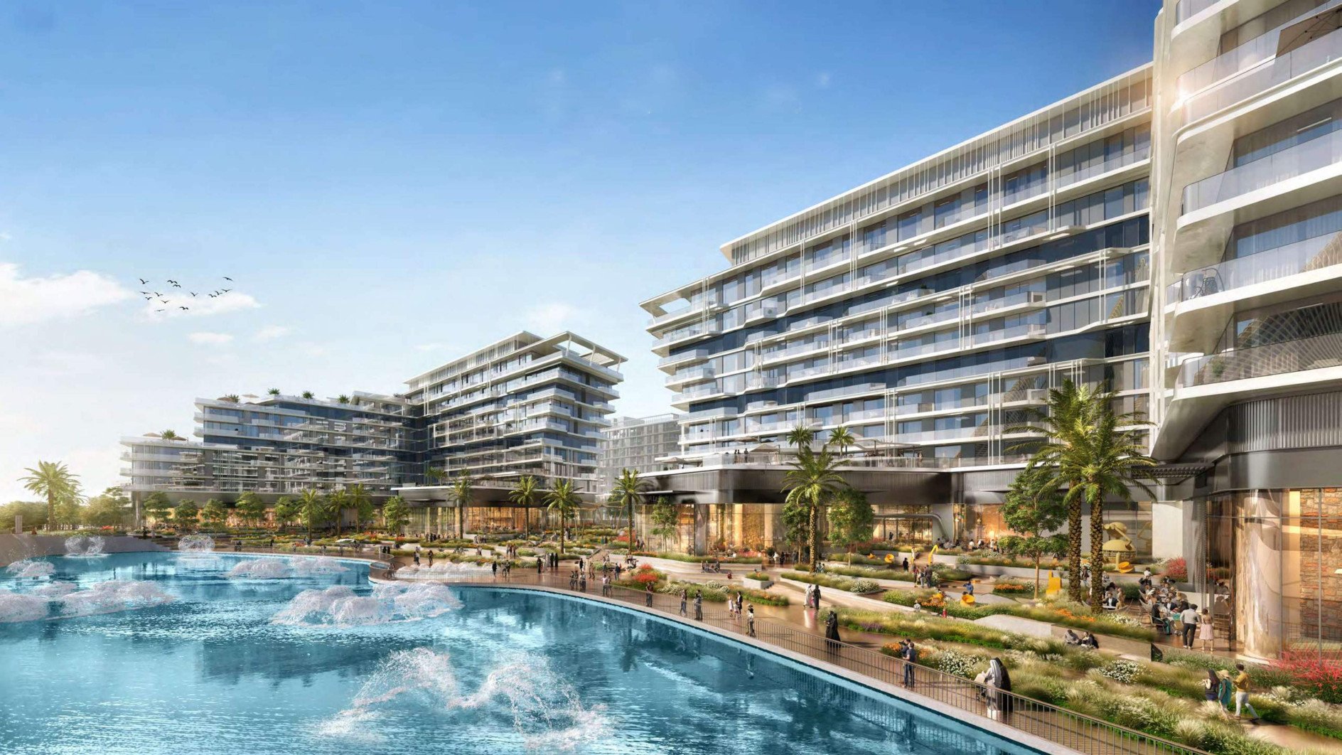 Aerial view of The Source luxury apartments in Saadiyat Grove, Abu Dhabi